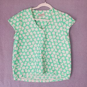 Paul And Joe Sister Women's Green White Heart Cap Sleeves Gatien Top 2